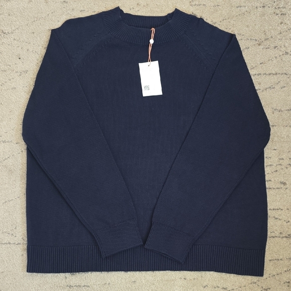 Quince Navy 100% Organic Cotton Mock Neck Sweater, XL, NWT - Picture 3 of 11